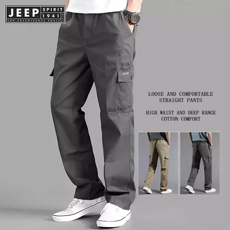 JEEP SPIRIT 1941 ESTD กางเกงคาร์โก้ผู้ชายฤดูร้อนฤดูใบไม้ผลิผ้าฝ้ายชุดทํางานใหม่ขนาดใหญ่ 6xl Casual Climbing Joggers Sweatpants Hombre ฤดูใบไม้ร่วงกางเกง