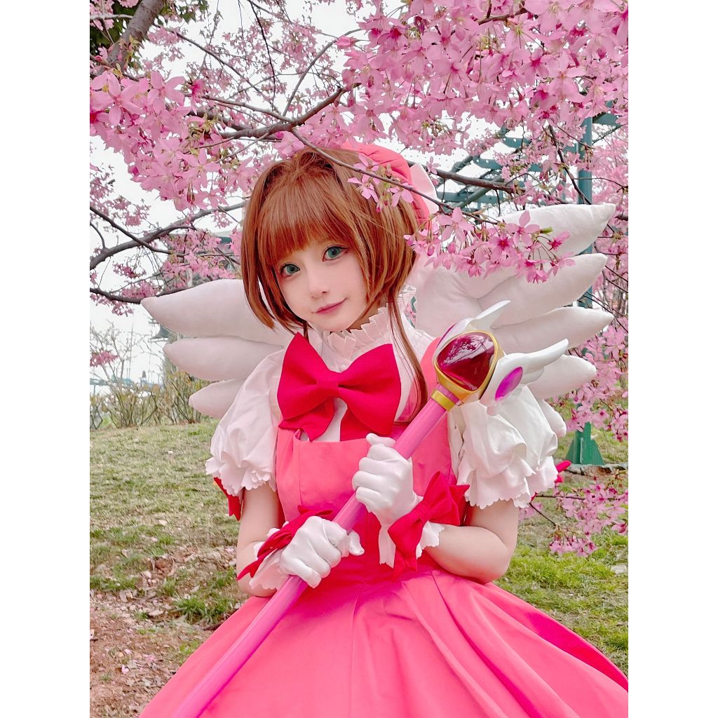 คอสตูมคอสเพลย์ Cardcaptor Sakura - ชุดต่อสู้สีขาวสีแดงคลาสสิกสําหรับงานปาร์ตี้สําหรับอนิเมะ Con & Birthday (มีปีก) - รูปที่ 5