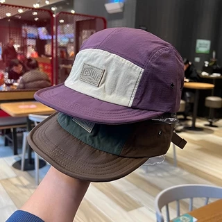 ญี่ปุ่น Retro Soft-Brimed Peaked หมวกผู้ชายผู้หญิงเครื่องมือสไตล์อเมริกันสั้น-ปีกเบสบอลหมวก Casual Street การจับคู่สี Flip-Bri