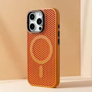 【Cellular cooling/With Metal bracket/Matte acrylic hard case/Orange】เคส compatible for iphone 11 12 13 14 15 16 pro max case