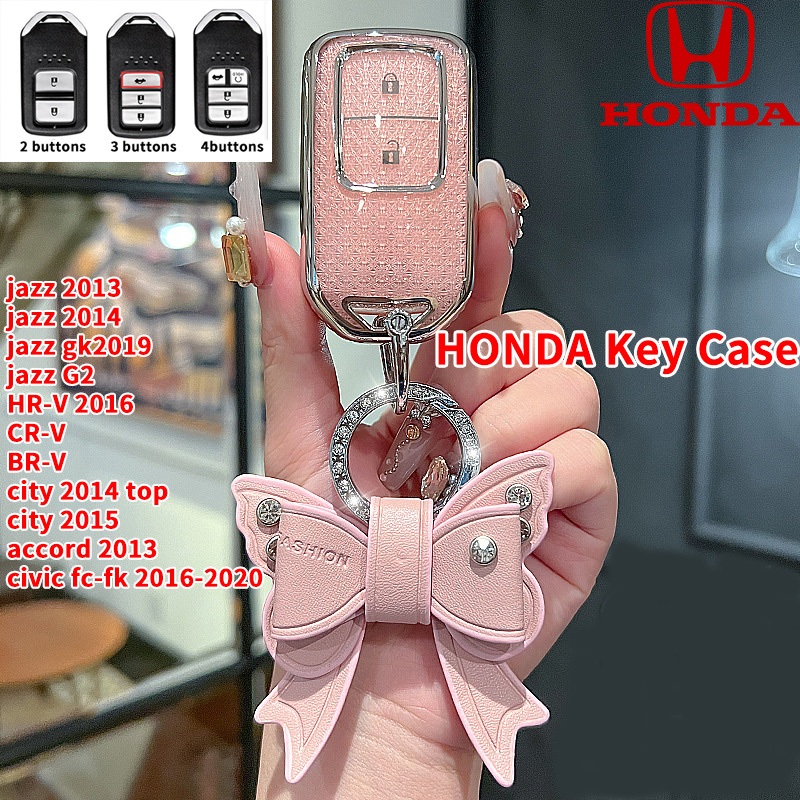 2/3/4 ปุ่มคริสตัลสําหรับ Jazz gk2019 / Jazz G2 / HR-V 2016 / CR-V / BR-V / city 2014 top / city 2015 / accord 2013 / civic fc-fk 2016-2020 HONDA ที่ครอบกุญแจรีโมทรถยนต์