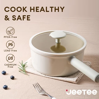 JEETEE [ถอดด้ามจับได้] หม้อเซรามิกเคลือบสารกันติด 16/20cm หม้อต้มนมพร้อมฝาปิด เหมาะกับเตาทุกประเภท