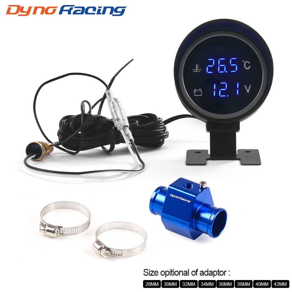 12V 24V 2 in 1 LCD Digital Car Water Temperature Gauge + โวลต์มิเตอร์ Water Temp Sensor อะแดปเตอร์รอบอุณหภูมิ 1-99 เซลเซียส