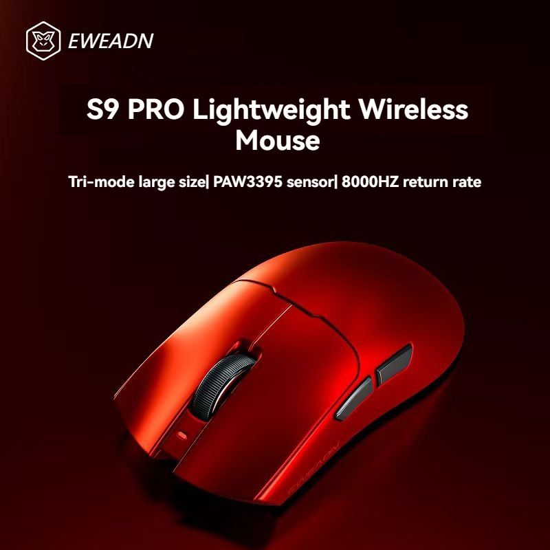 [EWEADN] EWEADN S9 PRO เมาส์ไร้สายสีแดงสีขาวเมาส์สําหรับเล่นเกมน้ําหนักเบาเมาส์บลูทูธเมาส์สํานักงาน