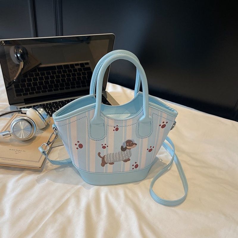 MOUSOON กระเป๋าสะพายไหล่ผู้หญิงน่ารักสีชมพูแฟชั่นไส้กรอกสุนัข Barrel Tote