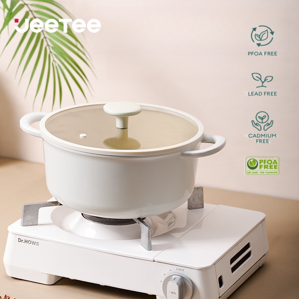 JEETEE หม้อเซรามิกเคลือบสารกันติด 24/28 ซมหม้อซุป พร้อมฝาปิด หม้อตุ๋นขนาดใหญ่เหมาะกับเตาทุกประเภท