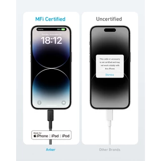 Anker 322 สาย PowerLine USB C ถึง L 3 ฟุต/0.9 ม. 60W สาย A81B5