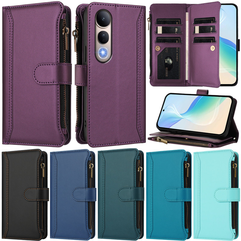 หรูหราปลอกสําหรับ Vivo Y03 Y18 4G Y28s Y35 4G Y22 Y22s Y16 Y02s Y17s Y19s Y36 Y28 4G Y78 V27 Pro Y27 5G V29 V50 Lite 5G Lite ซิปกระเป๋าสตางค์