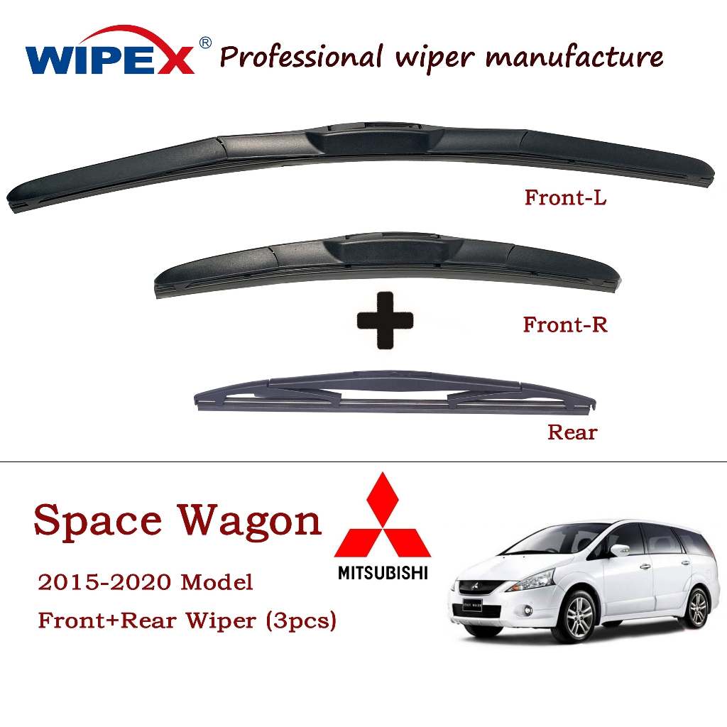 ใบปัดน้ําฝน Mitsubishi Space Wagon สําหรับปี 2015-2020 รุ่น Mitsu SpaceWagon ชุดที่ปัดน้ําฝนกระจกรถยนต์ (แบบไฮบริดเดิม + ด้านหลังเดิม) จาก wipex ภรรยา