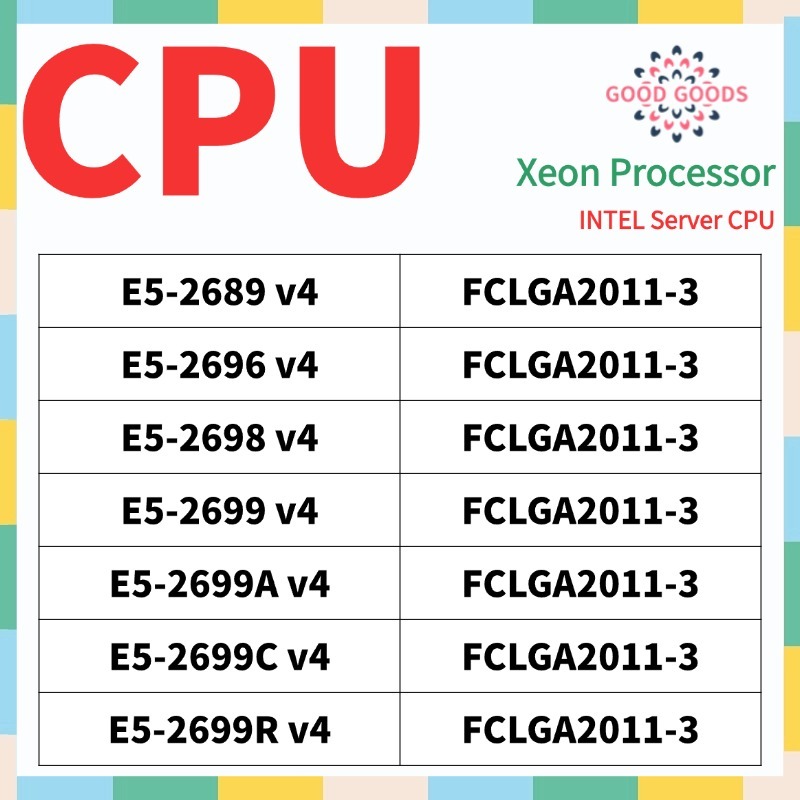 E5-2689V4 E5-2696v4 E5-2698v4 E5-2699v4 E5-2699Av4 E5-2699Cv4 E5-2699Rv4 INTEL Xeon Server CPU LGA20
