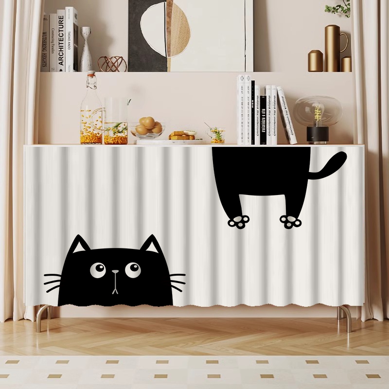 2417Simple Cat Blocking Sundries ตู้ครัวป้องกันฝุ่น Velcro ผ้าม่าน - รูปที่ 2