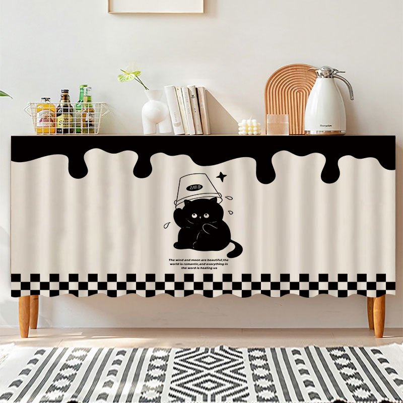 2417Simple Cat Blocking Sundries ตู้ครัวป้องกันฝุ่น Velcro ผ้าม่าน