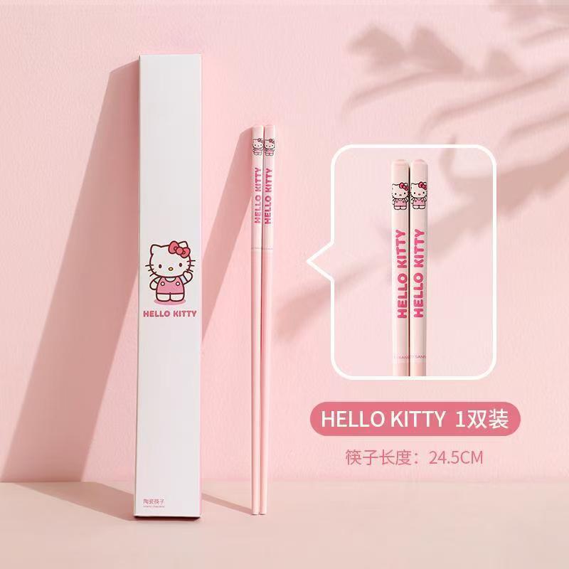Sanrio ตะเกียบเซรามิกในครัวเรือน High-End สไตล์ใหม่ One Person One ตะเกียบมูลค่าสูง Anti-slip Anti @ ราคาถูก Shopee Lazada