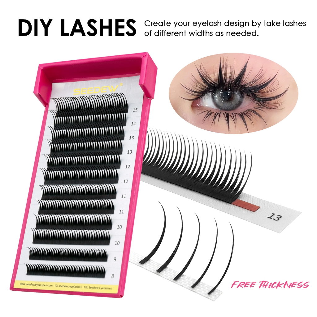 SEEDEW A Shape ขนตาปลอมมังงะเปียกดูขนตา DIY Lash