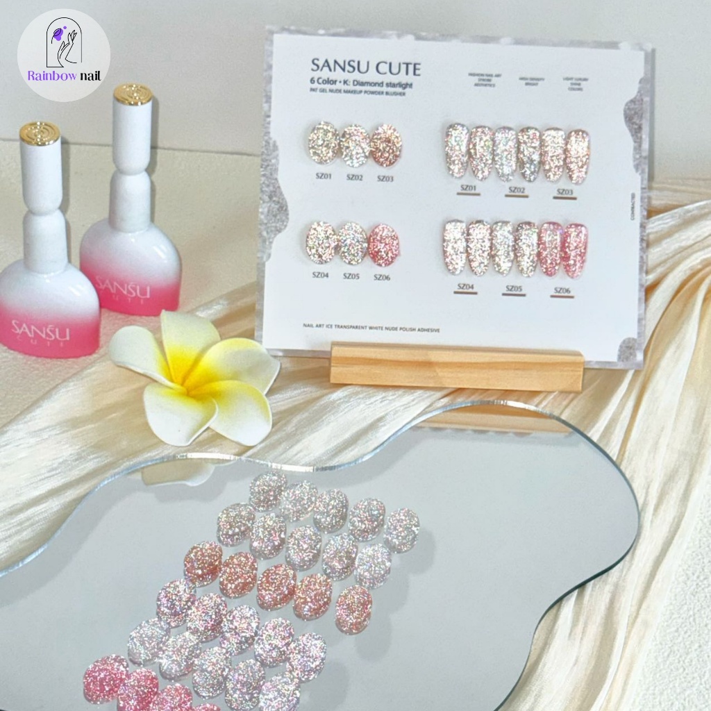 SANSU ชุดยาทาเล็บเจล 6 สี เจลเพชร เจลกากเพชร เจลเลื่อม ฟรีแผนภูมิสีสามารถจัดส่งได้ทันที ราคา ถูกที่สุด ดีลบีเคเค แกลเลอรีภาพที่ 4