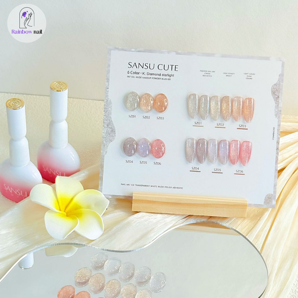 SANSU ชุดยาทาเล็บเจล 6 สี เจลเพชร เจลกากเพชร เจลเลื่อม ฟรีแผนภูมิสีสามารถจัดส่งได้ทันที ราคา ถูกที่สุด ดีลบีเคเค