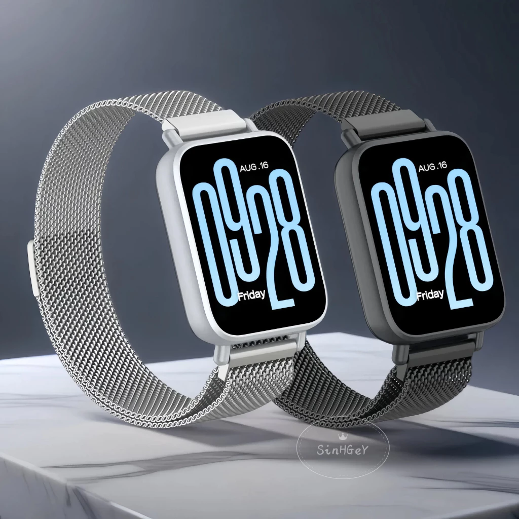 กีฬาสําหรับ Redmi Watch 2 3 4 5 6 Lite Active สายรัดแม่เหล็กสแตนเลส Xiaomi band 8/9/10 Pro Milanese สร้อยข้อมือเปลี่ยนสายรัดข้อมือ