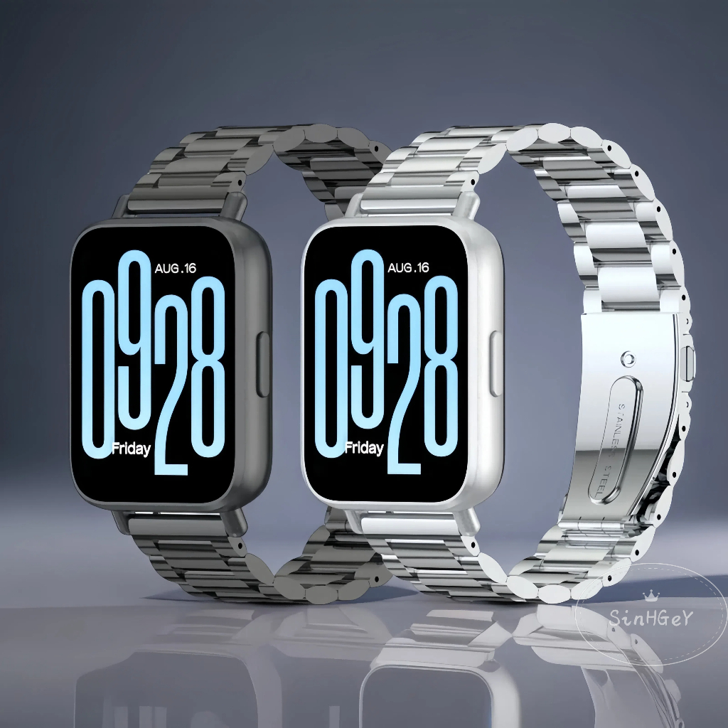 สายรัดกีฬาสําหรับ Redmi Watch 2/3/4/5/6 Lite Active สายรัดแม่เหล็กสแตนเลส Milanese สร้อยข้อมือเปลี่ยนสายรัดข้อมือสําหรับ Xiaomi Band 8/9/10 Pro