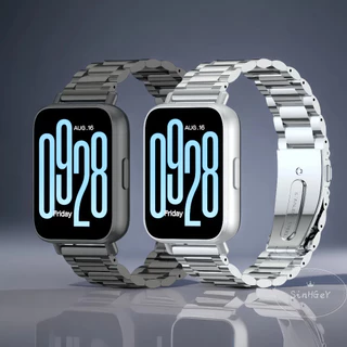 สายรัดกีฬาสําหรับ Redmi Watch 2/3/4/5/6 Lite Active สายรัดแม่เหล็กสแตนเลส Milanese สร้อยข้อมือเปลี่ยนสายรัดข้อมือสําหรับ Xiaomi Band 8/9/10 Pro