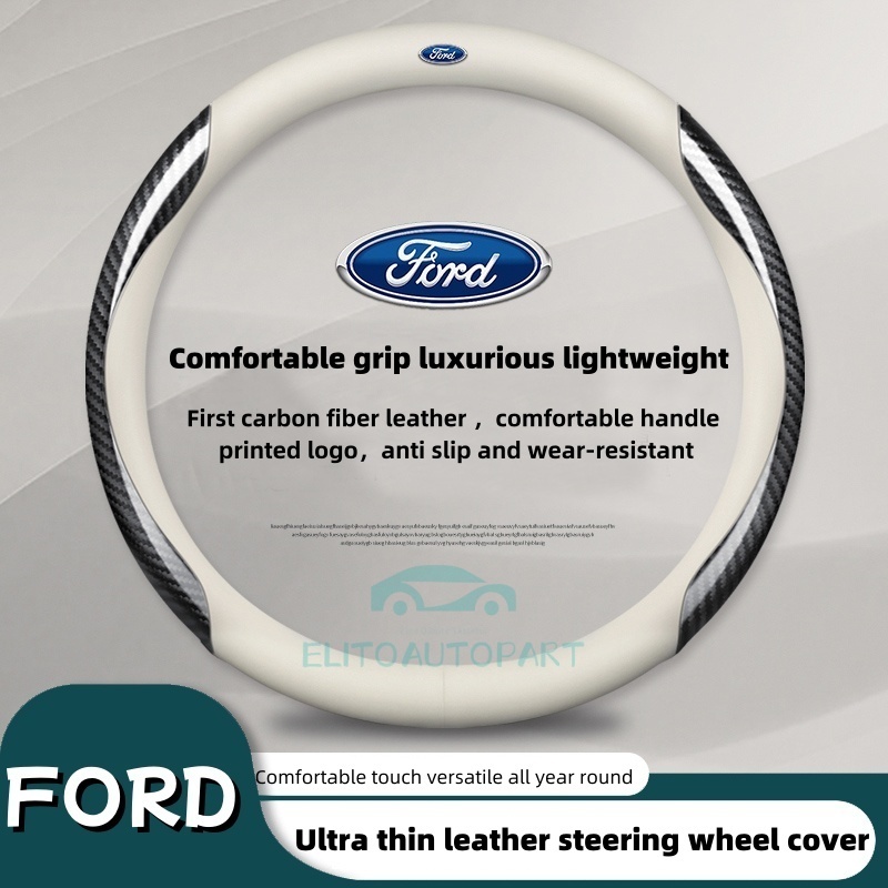 ฟอร์ดอัลตร้าบางหนังสําหรับฟอร์ดรถพวงมาลัยฝาครอบล้อ38เซนติเมตรระบายอากาศเหงื่อดูดซับป้องกันการลื่นไถลสําหรับฟอร์ดสํารวจดินแดนเอเวอร์เรสเรนเจอร์อุป