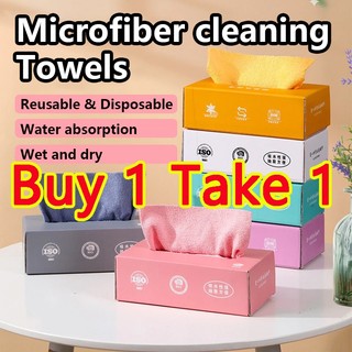 Reusable Absorbent Microfiber Dish Cloth Towel for Kitchen, Lazy Rag Scouring Pad