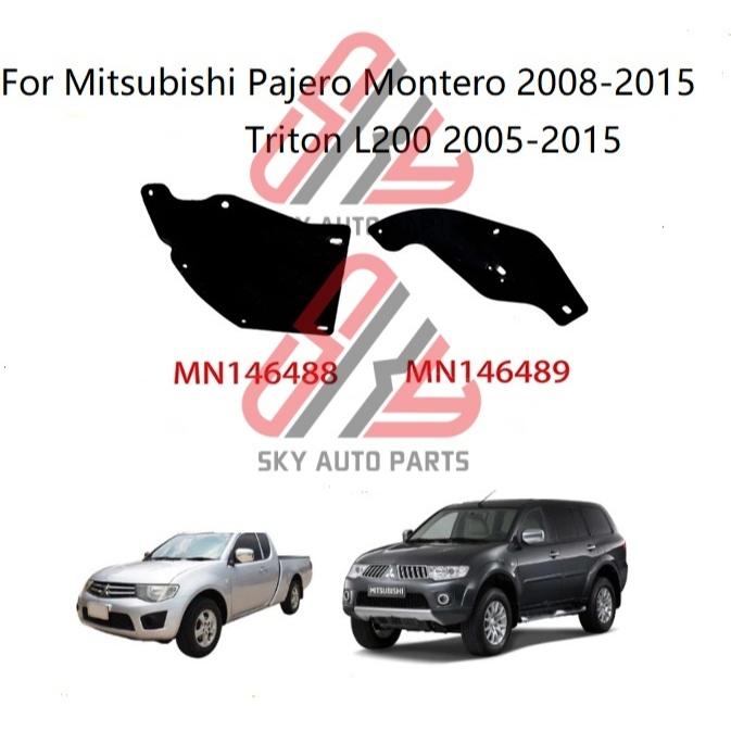 (พร้อมสต็อก) สําหรับ Mitsubishi STRADA Triton L200 2005-2015 Pajero sport 2008-2015 Splash Shield Mud Flaps Guards Fender Liners ยาง MN146488 นาที146489