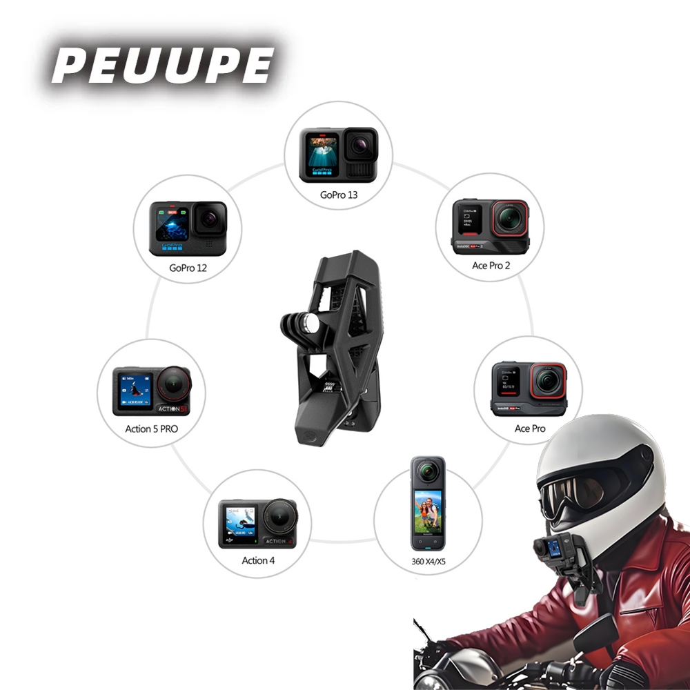 เหมาะสําหรับ OSMO 360/Insta360X5/4 คางหมวกกันน็อควงเล็บขี่จักรยาน DJI ACTION5Pro/4/3 คลิปขี่จักรยาน First Person มุมมองมุม ACE/GOPRO กล้อง Universal หมวกกันน็อคอุปกรณ์เสริม