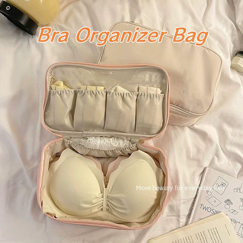 กระเป๋าเก็บชุดชั้นใน กระเป๋าจัดระเบียบชุดชั้นใน พับเก็บได้ พกพาเดินทาง bra organizer bag