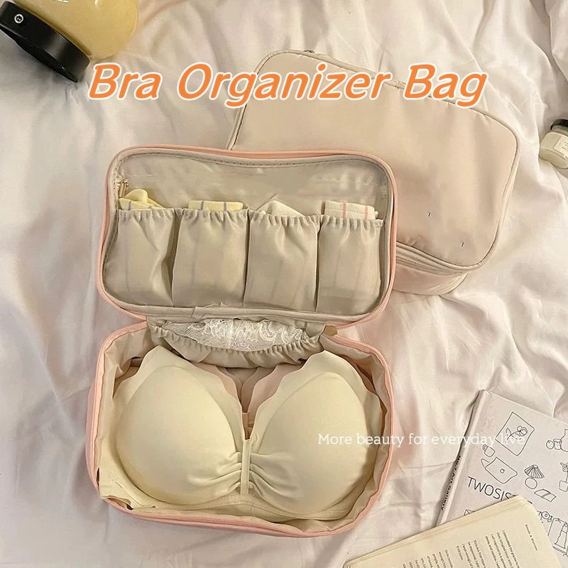 กระเป๋าเก็บชุดชั้นใน กระเป๋าจัดระเบียบชุดชั้นใน พับเก็บได้ พกพาเดินทาง bra organizer bag
