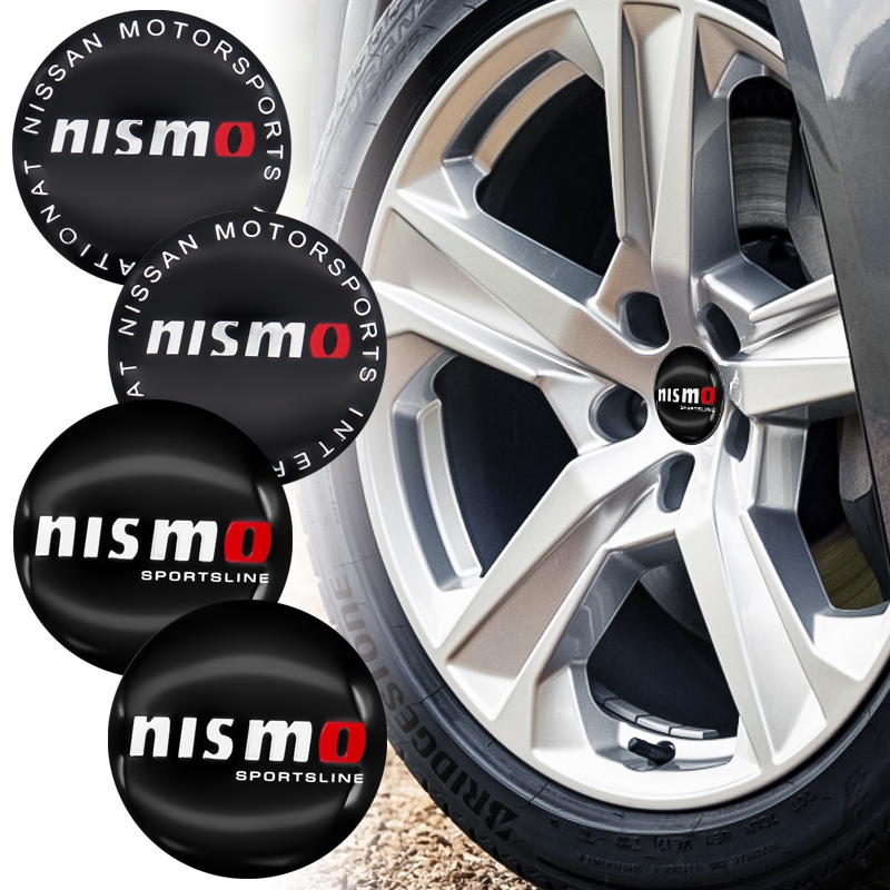 NISMO 4 ชิ้น 56 มิลลิเมตรรถศูนย์ล้อหมวกสติกเกอร์โลโก้สําหรับ NISSAN NISMO GTR Sentra 370Z Qashqai Na