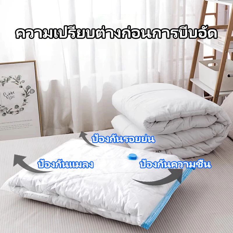 Mangihome ถุงสูญญากาศ เก็บเสื้อผ้าผ้าห่มผ้านวมจัดเก็บของกระชับพื้นที่แพ็คของเดินทางถุงใส่เสื้อผ้าพกพา ประหยัดพื้นที่ ปั๊มไฟฟ้า thumbnail 4