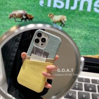 🚀G.O.A.T🟣🔵 สีหนังจระเข้ 6 กระเป๋าการ์ดสีสําหรับ iPhone 17 pro max iPhone 17 16 12 15 14 13 Pro Max iPhone 15 14 16 plus iPhone 11 soft casing เคส iPhone ป้องกัน anti-drop ฝาหลังกรณี