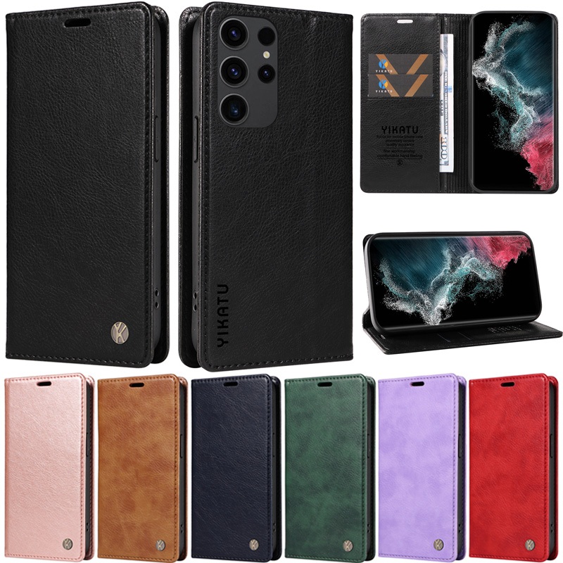 หรูหราสําหรับ Samsung Galaxy S25 Ultra S24 Plus S23 Ultra S22 Plus S24 Ultra S23 Plus S22 Ultra S22 + S25 Retro Book กระเป๋าสตางค์ช่องใส่การ์ดหนังแม่เหล็ก Flip Skin Stand ฝาครอบกรณี