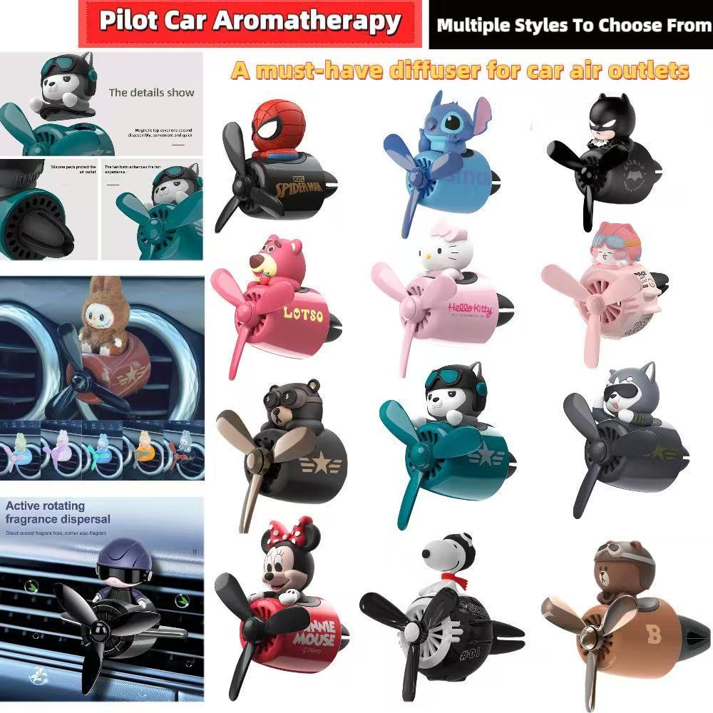 เครื่องฟอกอากาศอโรมา ใบพัดหมุนได้ ลายการ์ตูนน่ารัก สําหรับรถยนต์