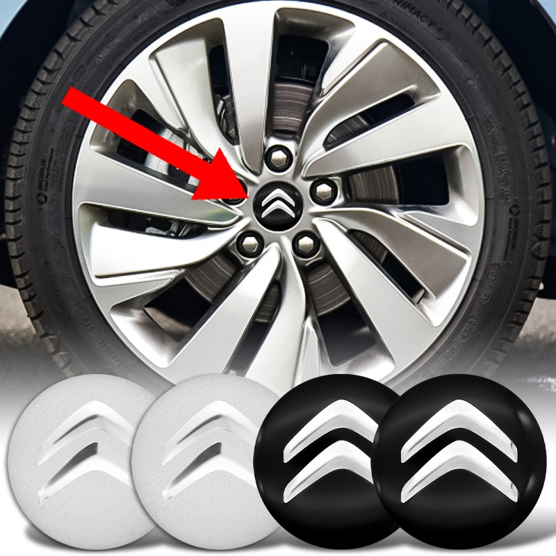 4 ชิ้น 56 มิลลิเมตรรถศูนย์ล้อหมวกสติกเกอร์โลโก้สําหรับ Citroen C3 C4 C5 DS3 DS4 Berlingo Basalt Auto อุปกรณ์เสริม