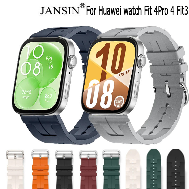 Original Soft Rubber Strap สําหรับ Huawei Watch Fit 4 pro 4 fit 3 Band สร ้ อยข ้ อมือหัวเข ็ มขัดโลหะ สําหรับ Huawei fit3