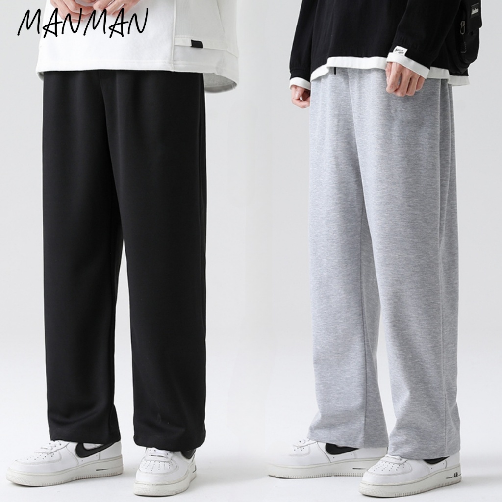 MANMAN กางเกงขายาวผู้ชาย รุ่นทรงกระบอกตรง ไบนารี แฟชั่น มิติ สีทึบ