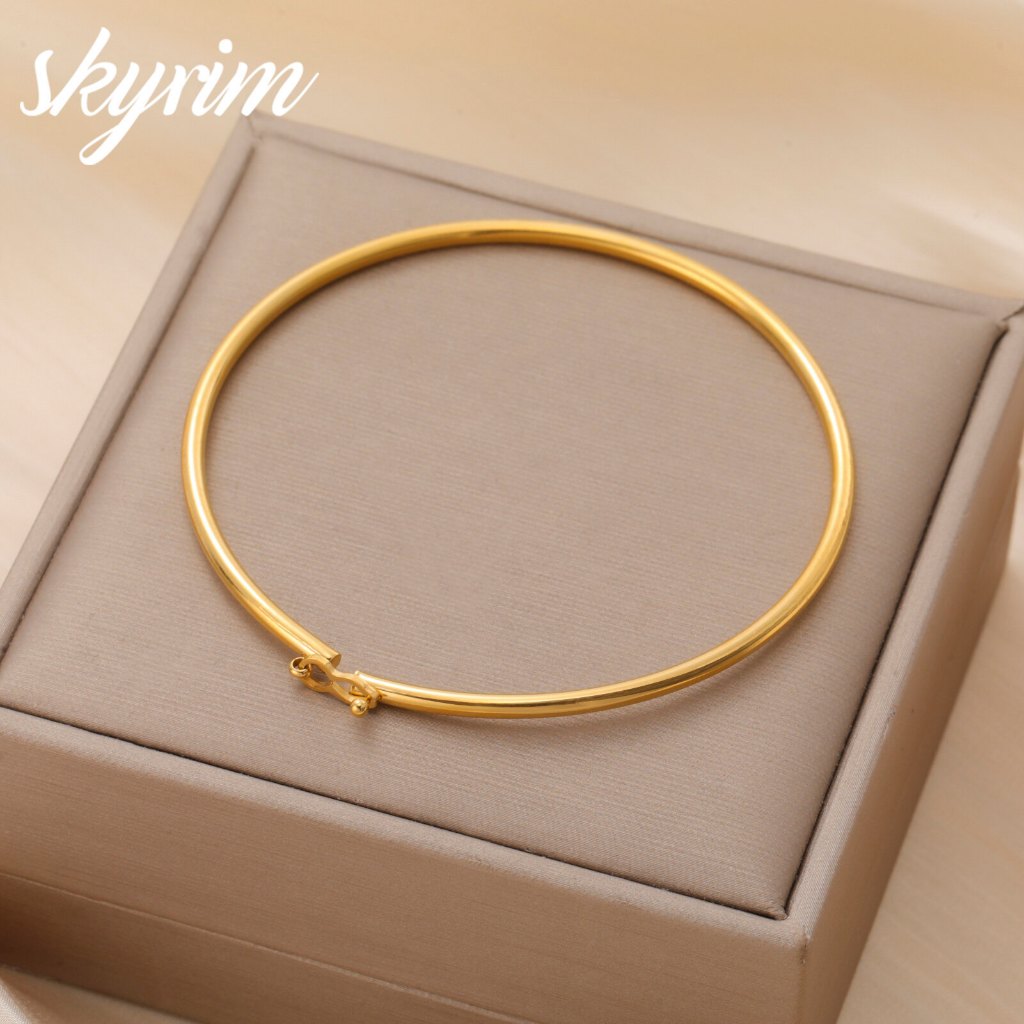 SKYRIM Gold Stainless Steel Shimmering Bracelet 2.6mm - Hypoallergenic Minimalist Bracelet Gift for Women, Tarnish-Resistant - รูปที่ 7
