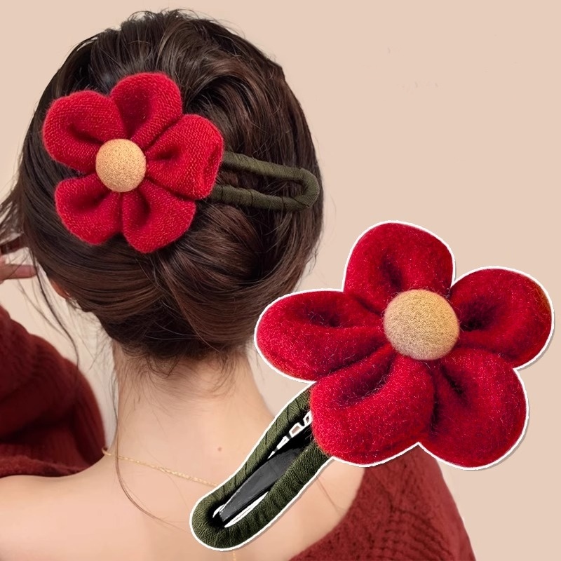 ดอกไม้ ใบเรียกเก็บเงินเป็ด คลิปกิ๊บติดผมขนาดใหญ่หญิงระดับไฮเอนด์รู้สึกแบนคลิปฉลามคลิปผ้าโพกศีรษะ