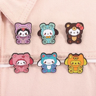 น่ารักการ์ตูน Sanrio เคลือบ Pins อะนิเมะ Kuromi Mymelody HelloKitty เข็มกลัดปกป้ายอุปกรณ์เสริมของขวัญสําหรับเพื่อน