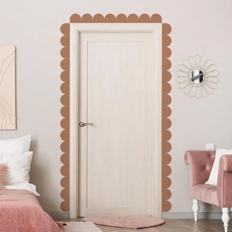 Boho Scalloped Border หัวใจสติ๊กเกอร์ติดผนังเนอสเซอรี่ Decal เด็ก Art ประตูเด็กห้องนอนข้างเตียง Living Decor Peel และ Stick ราคา ถูกที่สุด ดีลบีเคเค แกลเลอรีภาพที่ 5