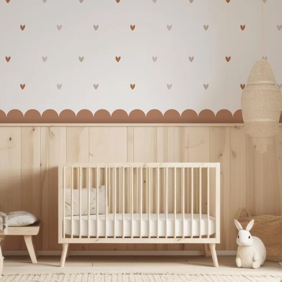Boho Scalloped Border หัวใจสติ๊กเกอร์ติดผนังเนอสเซอรี่ Decal เด็ก Art ประตูเด็กห้องนอนข้างเตียง Living Decor Peel และ Stick ราคา ถูกที่สุด ดีลบีเคเค แกลเลอรีภาพที่ 2