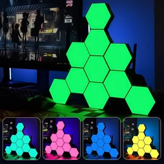ไฟรังผึ้ง ไฟหกเหลี่ยมติดกำแพง RGB 10 ชิ้น / 6 ชิ้น / 3 ชิ้น เปลี่ยนสีได้ 16 ล้านสี ตกแต่งห้อง ควบคุมผ่านรีโมทและแอพพลิเคชั่น