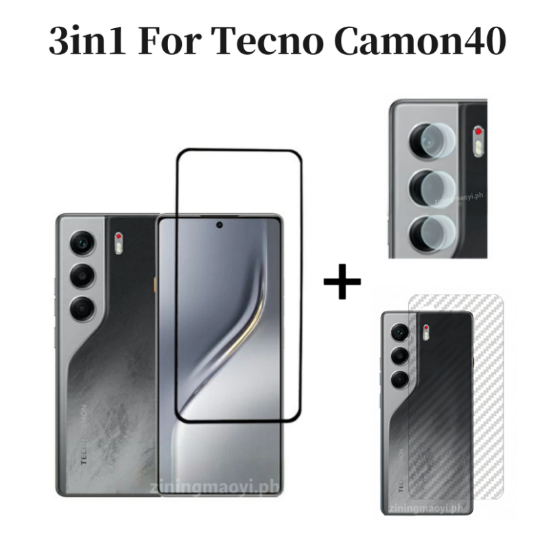 3in1 Tecno Camon 40 ฟิล์มกระจกนิรภัยสําหรับ Tecno Camon 30 Camon 30 Pro เลนส์กล้องป้องกันหน้าจอและฟิ
