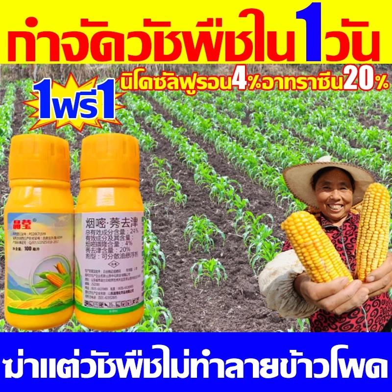 ใช้1ครั้ง นาข้าวโพด50ปีไม่มีวัชพืช ยาฆ่าหญ้าข้าวโพด100ML 1แถม1 สูตรทนฝน เข้มข้นสุดๆ เห็นผลทันที ยาชุด ฆ่าหญ้าฆ่าแค่วัชพืช ไม่ทำลายและอ้อย ยาหญ้าใน ฉีด ไร่ ในไร่ คุมในข้าวโพด