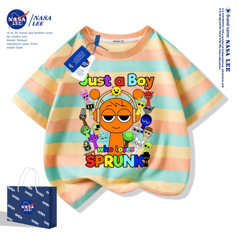 【48 ชั่วโมงจัดส่ง】เสื้อยืดเด็ก NASA ผ้าฝ้ายคุณภาพสูง ไซส์สบาย ลายฮีโร่สายรุ้ง ระบายอากาศดี