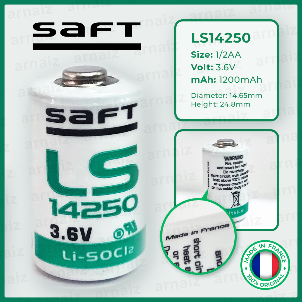 Shaft LS14250 3.6v ขนาด 1/2AA แบตเตอรี่ลิเธียม - แบตเตอรี่ชาร์จที่ไม่ใช่ Saft 14250 1/2 AA Half AA