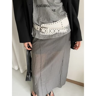 Niche Design ไม่สม่ําเสมอ Rivets เข็มขัดกว้างหญิง y2k บุคลิกภาพ All-Match Girdle ชุดเข็มขัดเอวแคบ