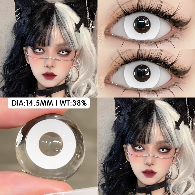 Funschy Vampire white คอนแทคเลนส์ สีขาว คอสเพลย์ตัวละคร เลนส์พร้อมเคส ส่งไวจากไทย