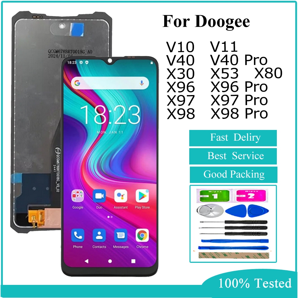 LCD สําหรับ Doogee V10 V11 V40 X30 X53 X80 X96 X97 X98 X98 Pro จอแสดงผล LCD Touch Screen Digitizer A